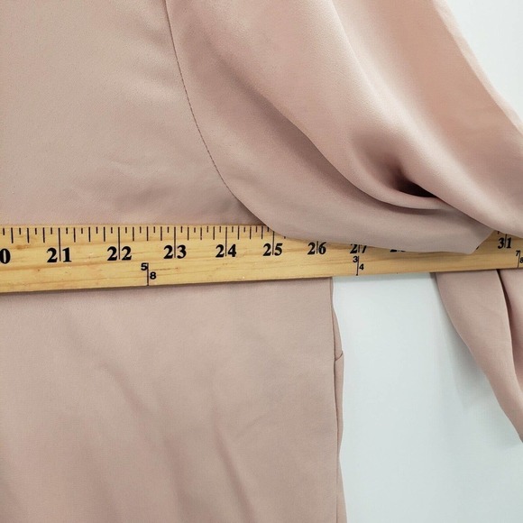 Adrienne Vittadini Pink Blush Blouse Women Size 2x Roll Tab Sleeve V Neck Pocket - Picture 7 of 11